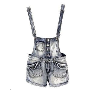 DISTRESSED 90's JEAN OVERALL SHORTS Small
